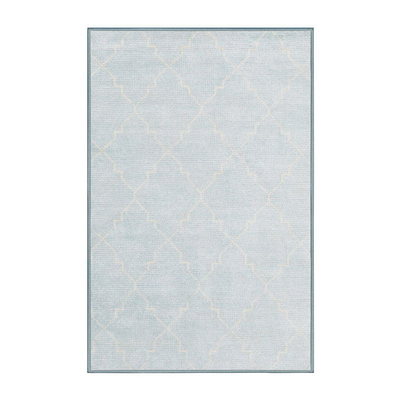 Tapis de zone crème contemporaine, Rectangle 5 pi x 7 pi