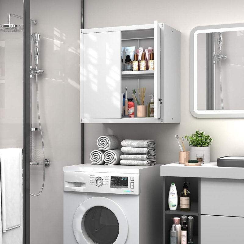 Metal Garage Storage Cabinet With Lock, Metal Wall Cabinets For Garage, Wall Mount Cabinet, Upper Cabinets Wall Mounted, Utility Cabinet With Adjustable Shelf