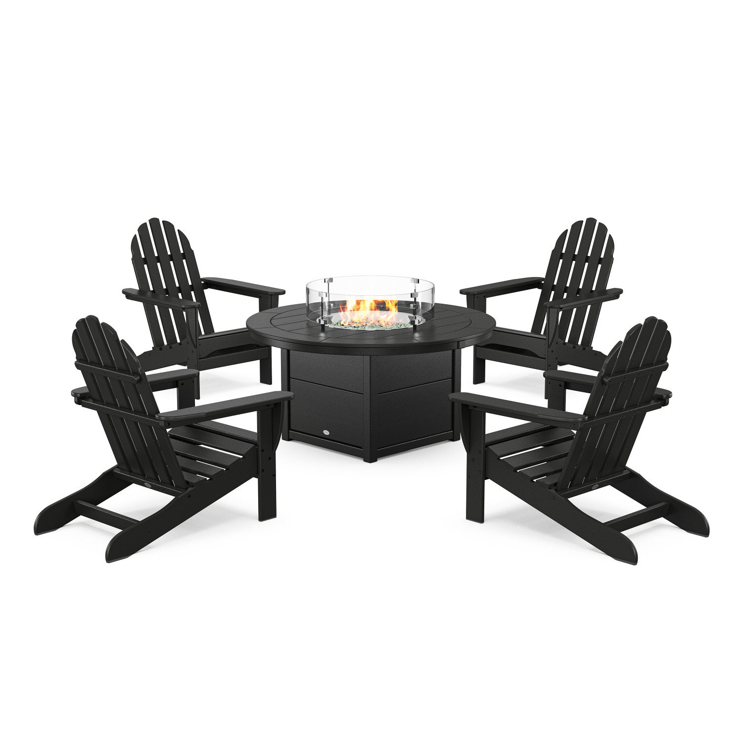POLYWOOD® Classic Adirondack 4-Person Patio Seating Group, Black