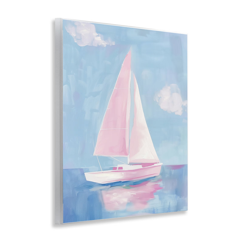 Plaque murale voilier rose en sourdine, design par Arlington Prints