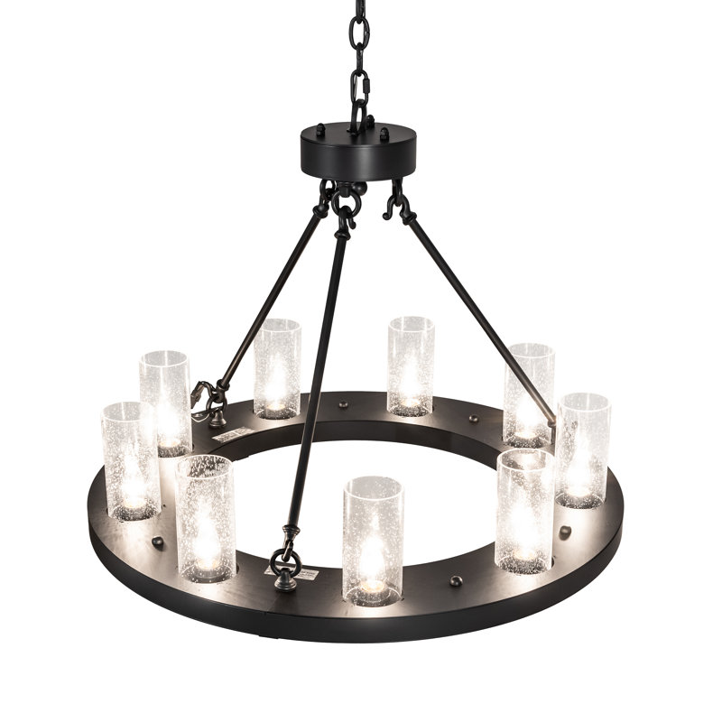 Loxley 9 - Light Dimmable Wagon Wheel Chandelier