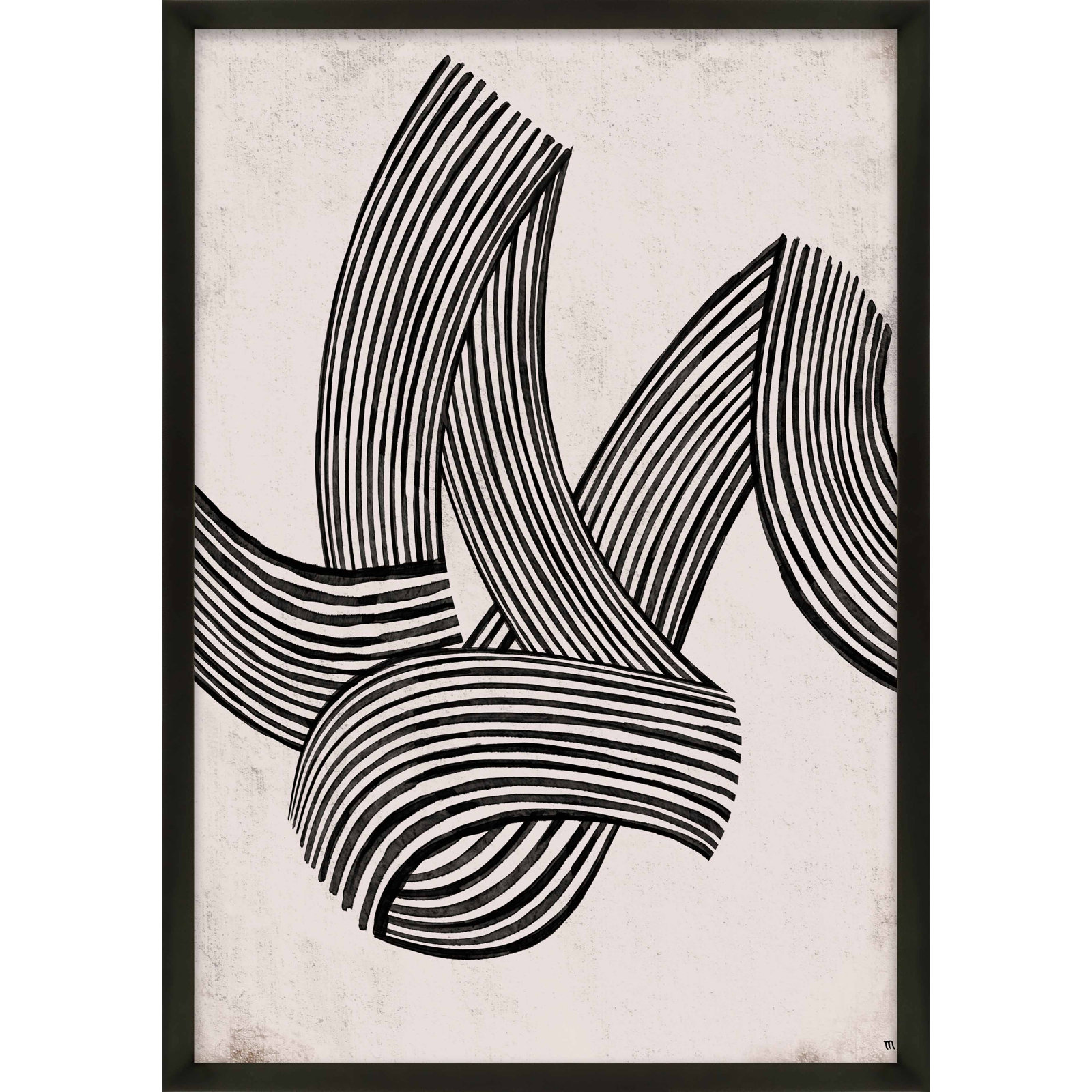 Neilsen "Linework 5" Print, Black Framed, 50" H x 35" W x 1.25" D
