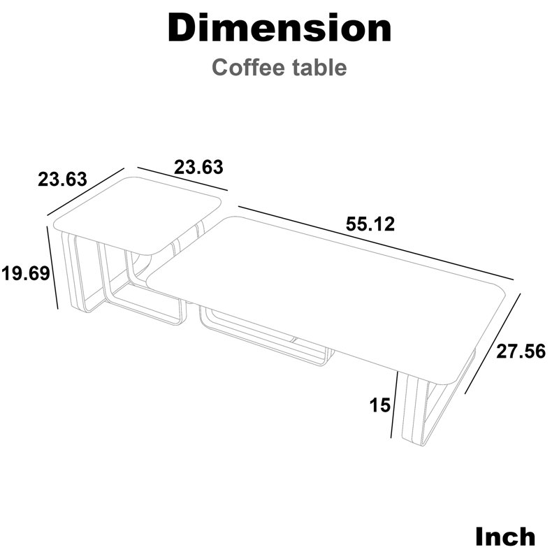 Table de bout rectangulaire en pierre frittée avec base stable et structure polyvalente en métal doré