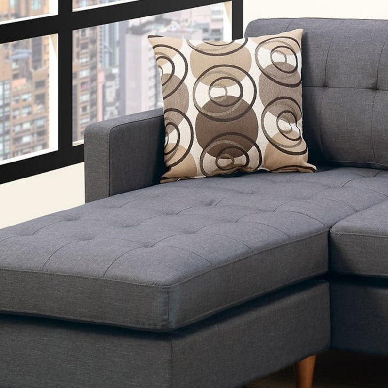 Polyfiber Sectional Sofa Living Room Furniture Reversible Chaise Couch Pillows Tufted Back Modular Sectionals (Sectional)