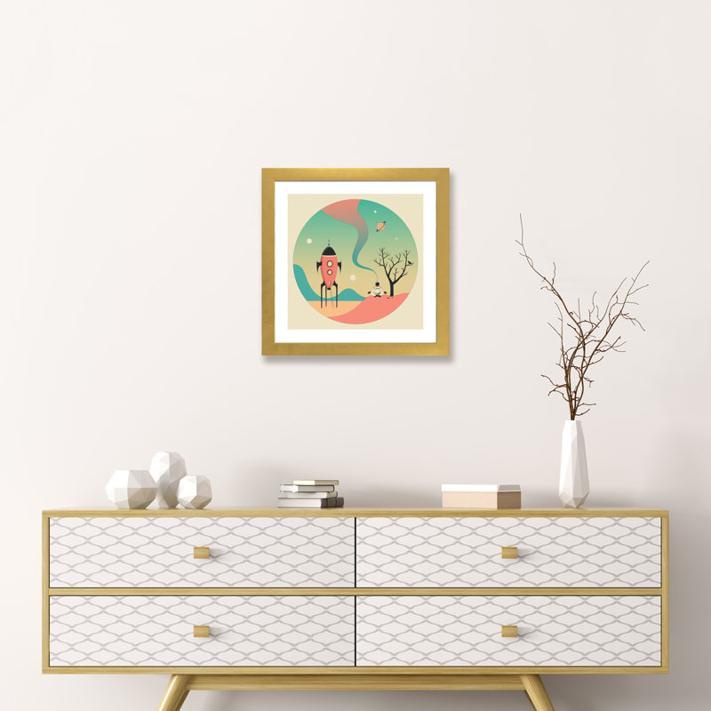 Explorez II, art encadré pour enfants, H 24 po x l 24 po x p 1 po, Papier encadré doré