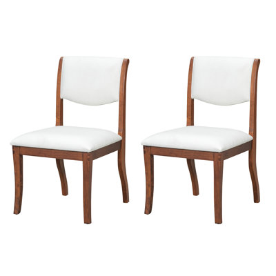 Chaises de salle à manger rembourrées en noyer de 2 pièces - Côté tissu traditionnel avec structure en bois franc massif, conception courbée, coussins de siège confortables et ergonomiques pour la décoration de chambre mettant en vedette des occasions spéciales