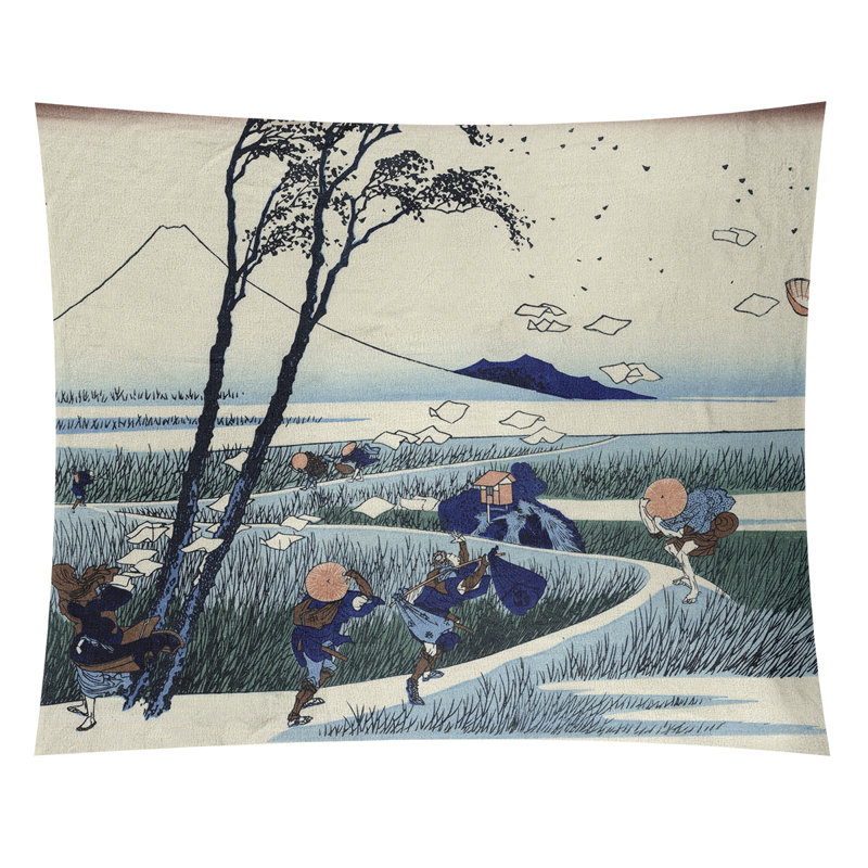 Tapisserie murale Ejiri in Suruga, H 63,5 po x l 54 po, Bleu/vert