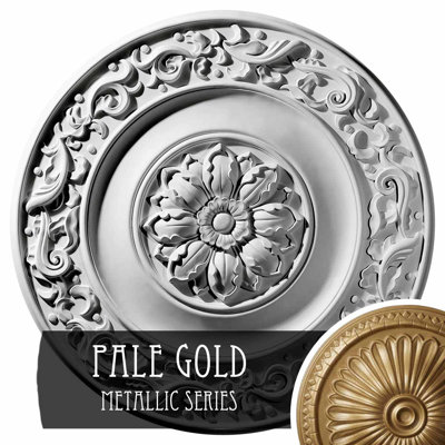 Endurathane Milan Ceiling Medallion, 47 5/8"OD x 2 3/4"P, Hand-Painted Pale Gold Finish