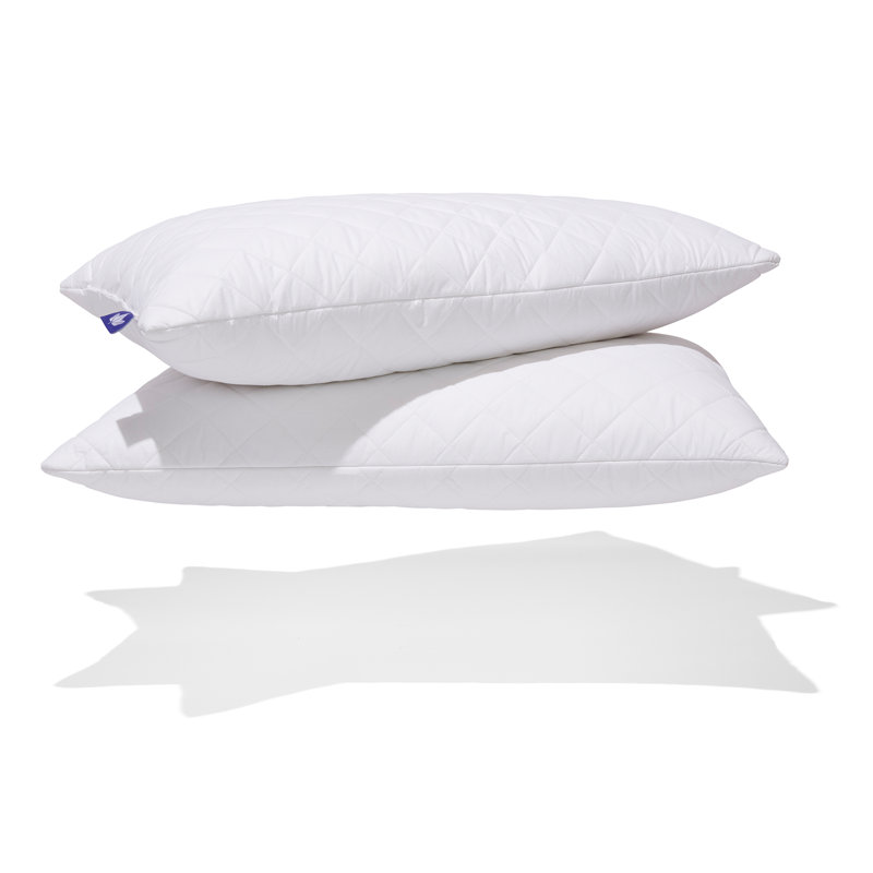 Quilted White Goose Feather King Size Soft Pillows - 2 Pack