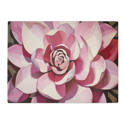 Magnolia Flower Op Art  Glass Chopping Board