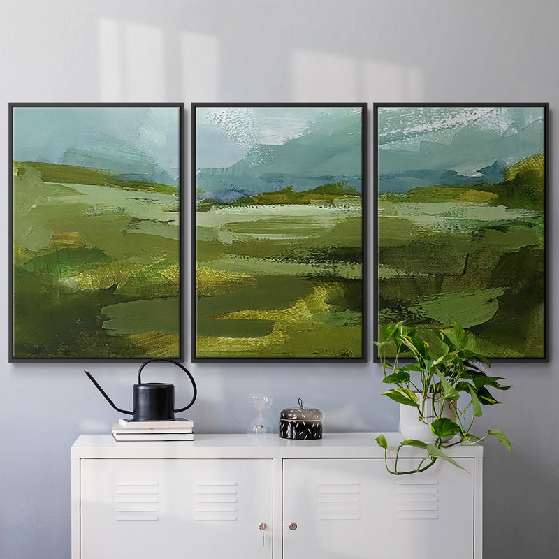 Emerald View II - Toile encadrée multi-pièces, H 40 po x l 78 po x P 2 po, Noir