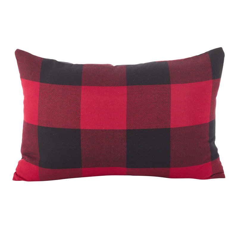 Red and Black Buffalo Check Cotton Throw Pillow Cover