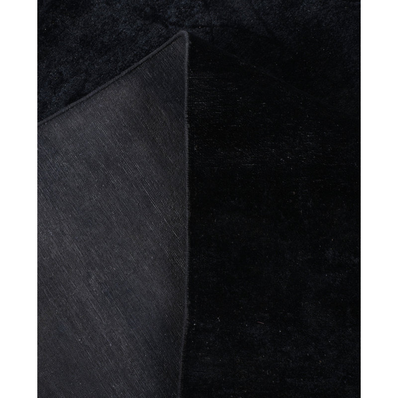 Tapis noir contemporain en laine noué à la main Dail 10 pi 1 po x 14 pi 5 po