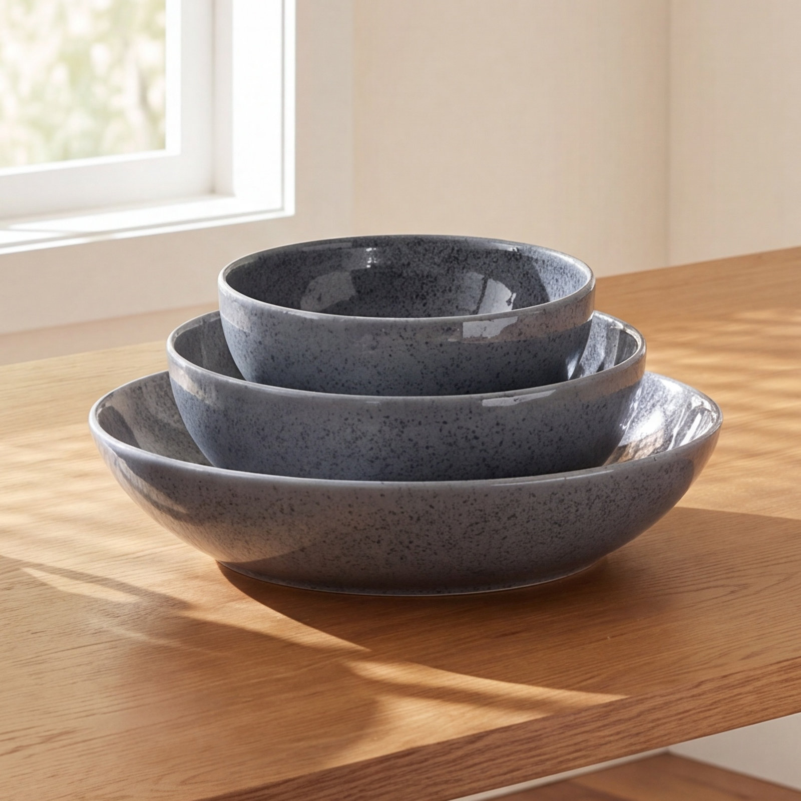 Dark Grey Speckle Stoneware Cereal Bowl