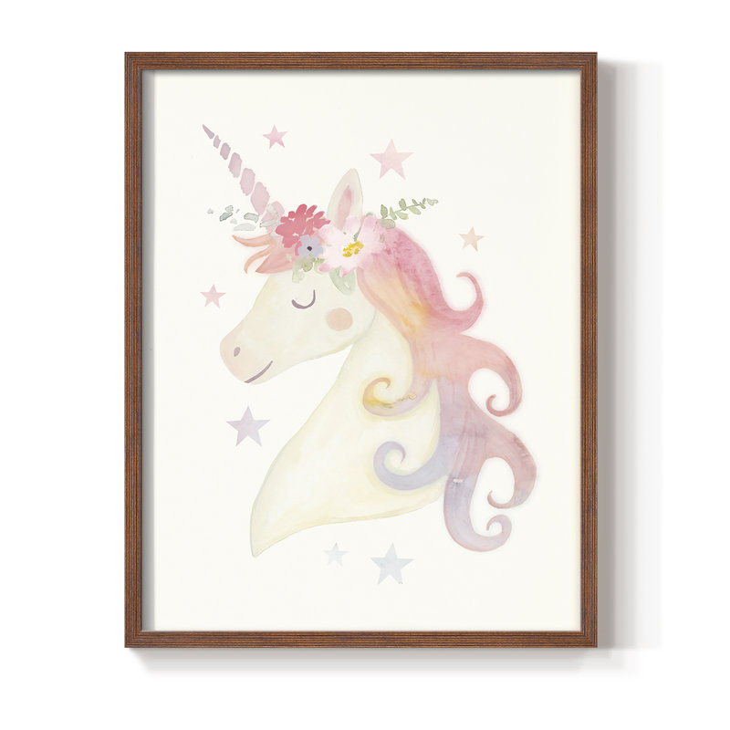 «Sweet Unicorn I», reproduction encadrée - bois massif, H 10 po x l 8 po, Brun