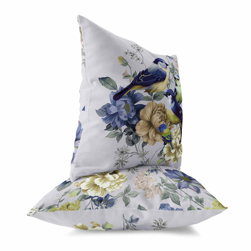 Coussin Petal, H 16 po x l 16 po, Bleu / Argent