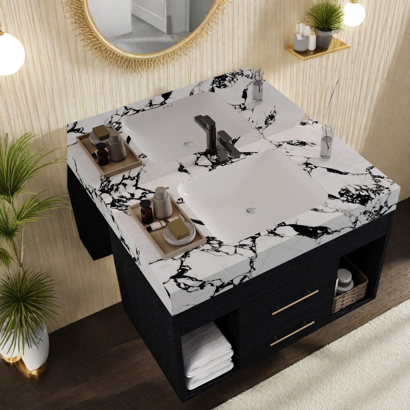 Meuble-lavabo moderne peu encombrant avec lavabo en céramique, matériau durable pour les appartements