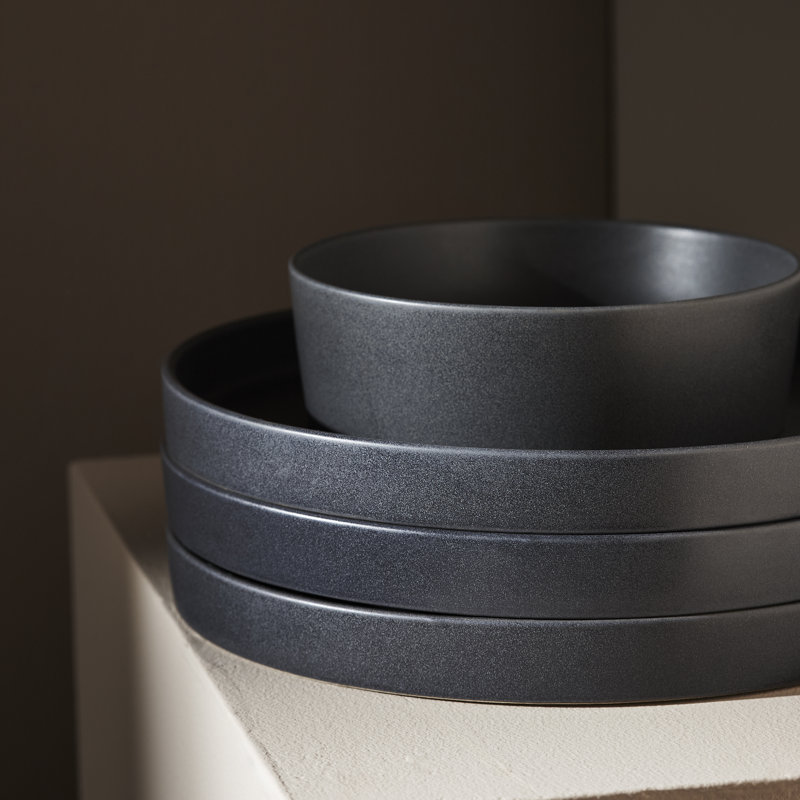 Service de vaisselle Stone By Mercer Project MODAN - Service pour 4, Gris anthracite