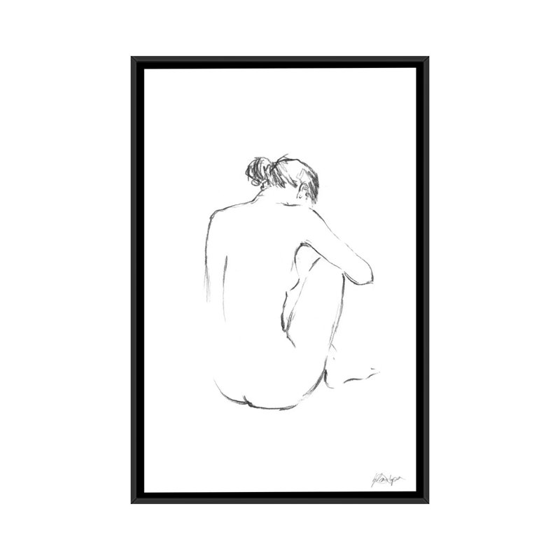Figure contour III par Ethan Harper-impression de dessin, H 26 po x l 18 po x 1,5 po, Toile avec cadre noir, Pas de tapis