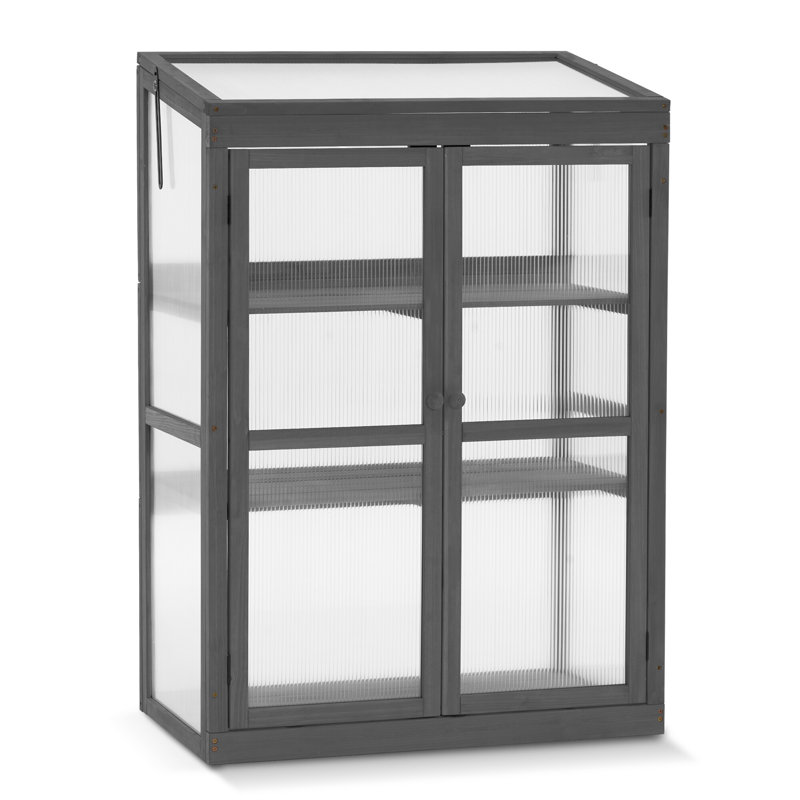 30" W x 18" D Portable Greenhouse Wooden Cold Frame, Dark Gray