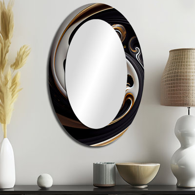 Miroir mural ovale doré et noir en verre coloré Spiral VI