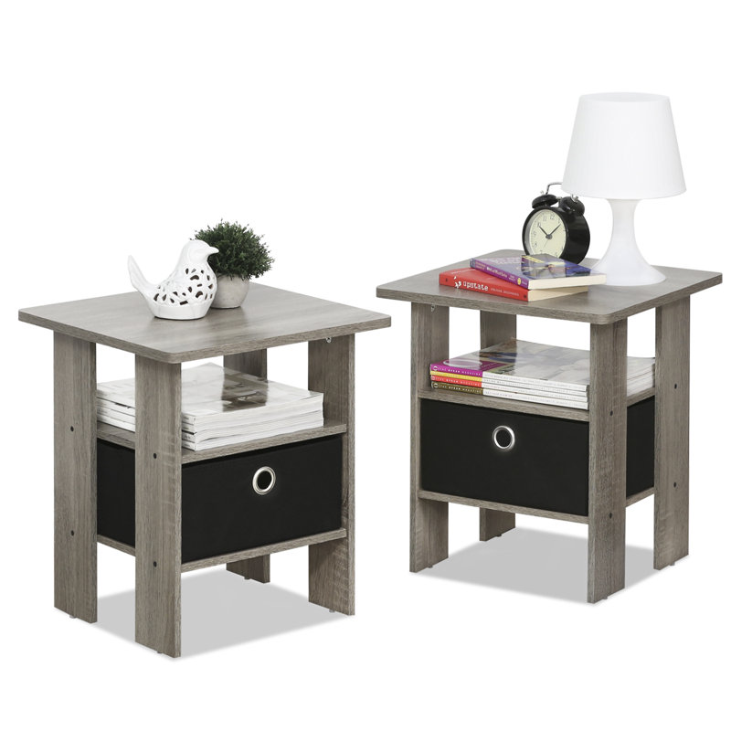 Joseph Side Table Nightstand with Bin Drawer, 2 per set, French Oak