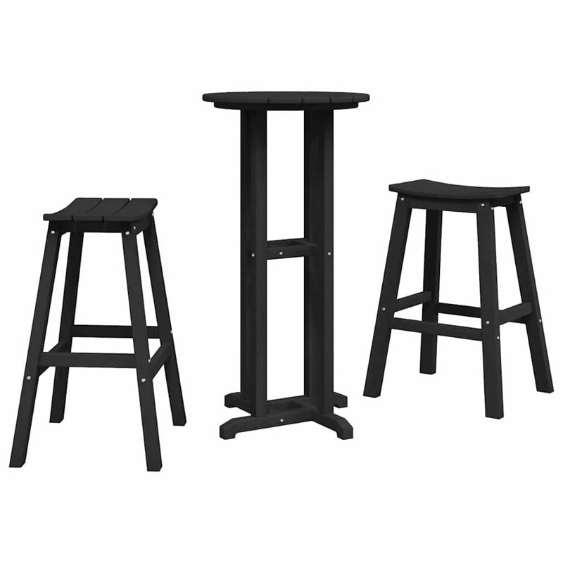 Vidaxl Garden Bar Set 3 Pcs HDPE, Black