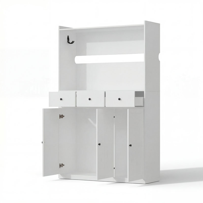 Armoire de rangement de 47,2 po avec crochet de suspension, 3 tiroirs et grande armoire à double porte, organisateur de garage pour station de charge, outils et fournitures