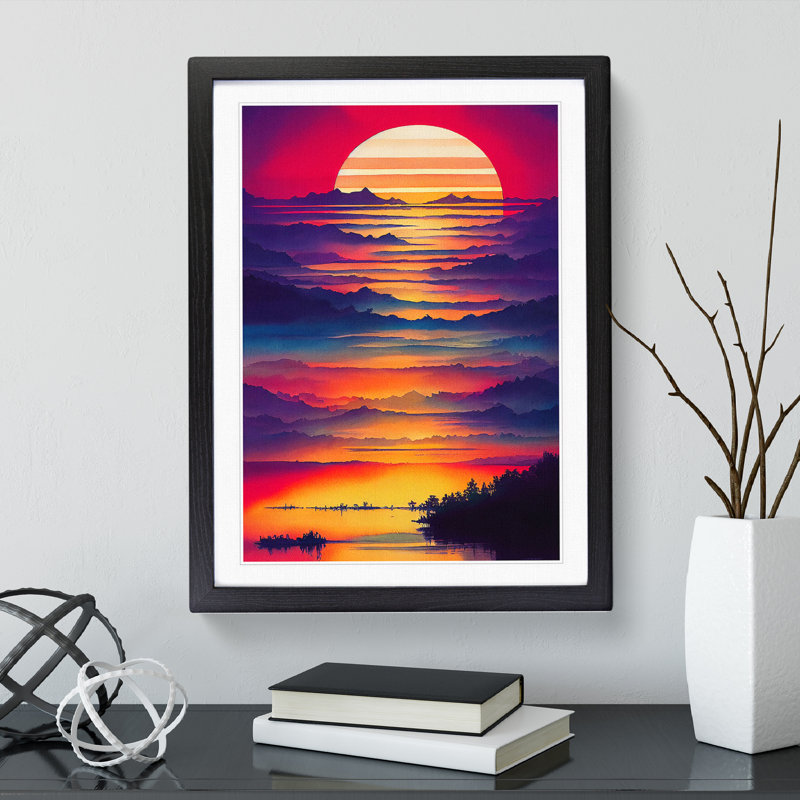 Mountain Sunset No.2 - Framed Print, 64cm H x 46cm W x 2cm D, Black