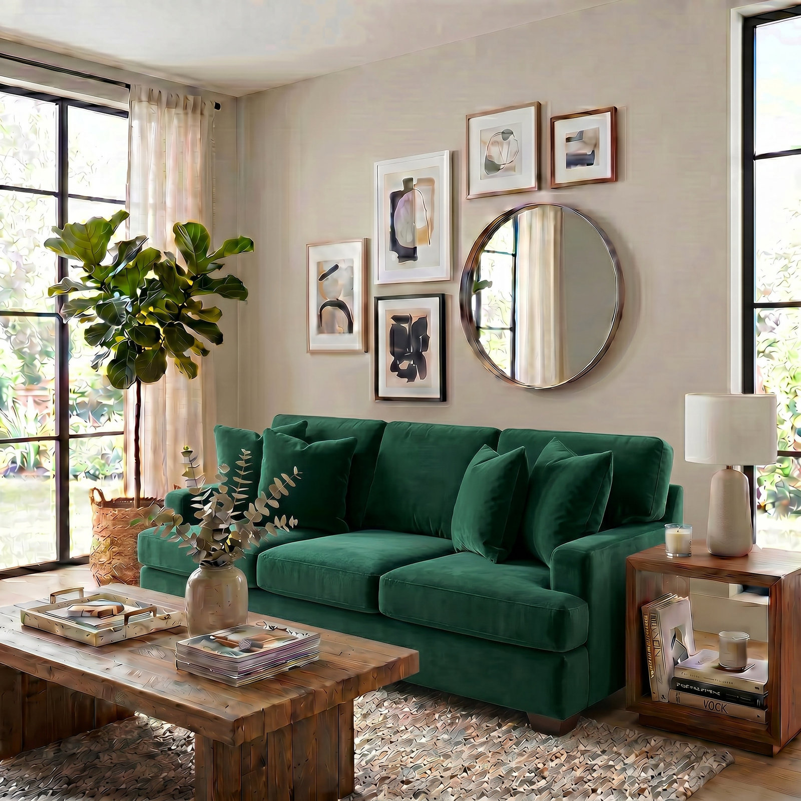 Emilio 90'' Upholstered Sofa, Bella Hunter Performance Velvet