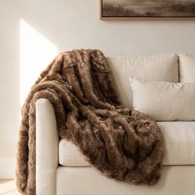Faux Fur Knit Throw Blanket