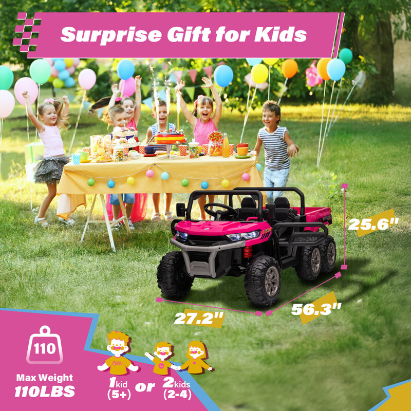 Pink 24V Kids Ride-On Truck with Remote Control and Electric Dump Bed