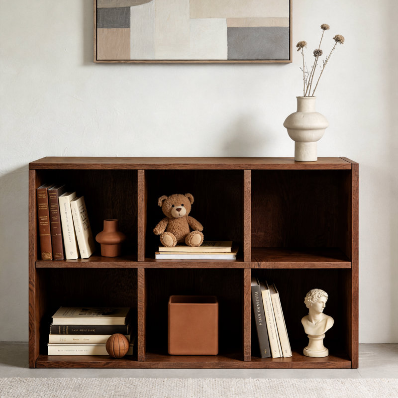 Farmhouse 6-Cube Bookcase Storage Organizer with Anti-Tip Kit for Home Office and Living Room