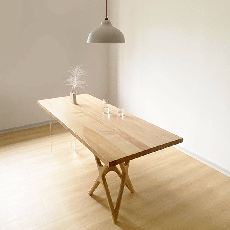 Ash Solid Wood Top Dining Table, 27.55" W x 55.11" L