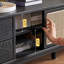 78.74" Black Solid Wood+Rattan+Brass TVStands-108634274