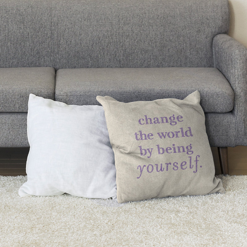 Coussin de plancher change the World, 40 po x 40 po, Blanc / Mauve