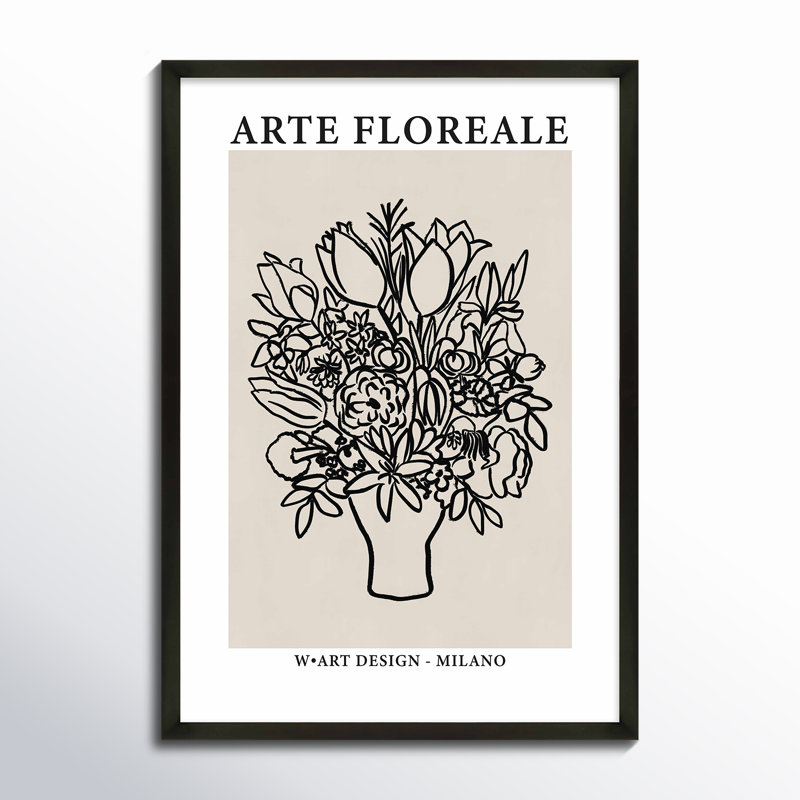 Arte Floreale 1 by Romina Gadler - Framed Wall Art, White Canvas Framed, 50" H x 35" W