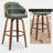 Mahtab Modern Set Of 2 Swivel Bar Stools With PU Upholstery And Wood Legs-963480642-963480643