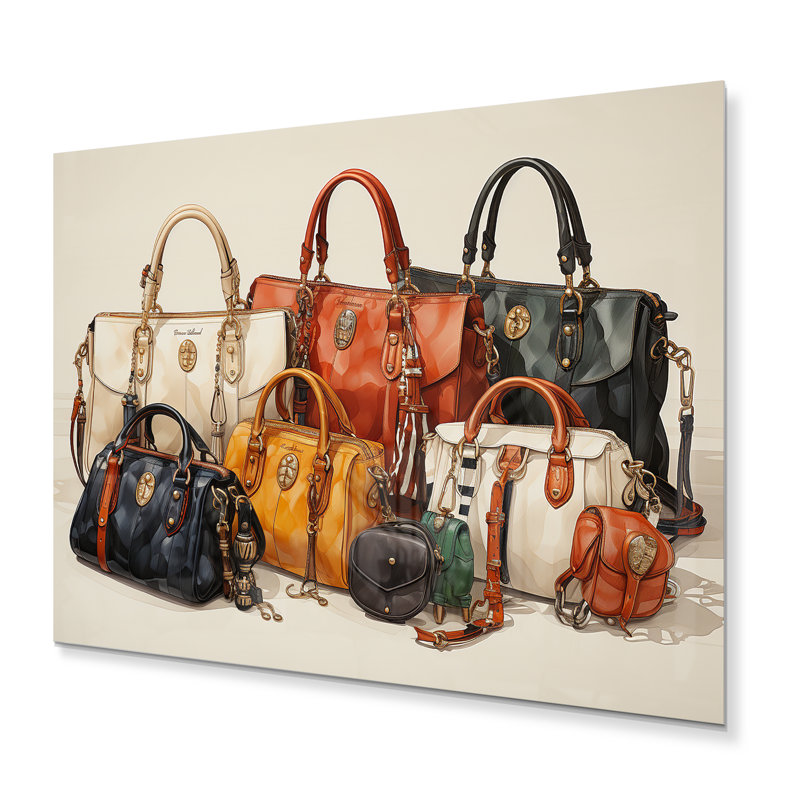 «Minimalims Designer Bag Envy IV», art mural mode en métal, H 16 po x l 32 po x P 1 po