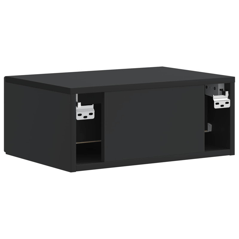 49cm W Manufactured Wood Bedside Table, Black