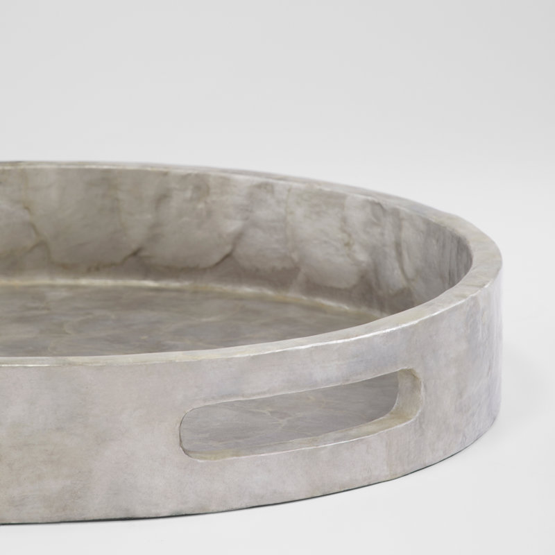 Triton Shell / Capiz Decorative Tray, Smoke, 2.5" H x 16" W x 16" D
