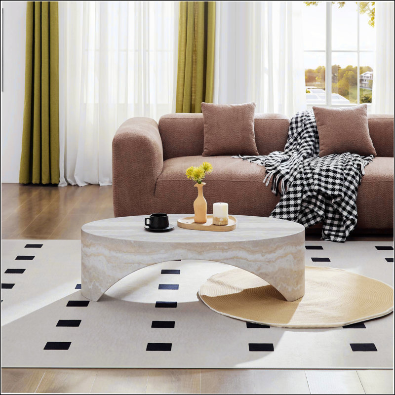 Table basse ovale en marbre naturel, Blanc