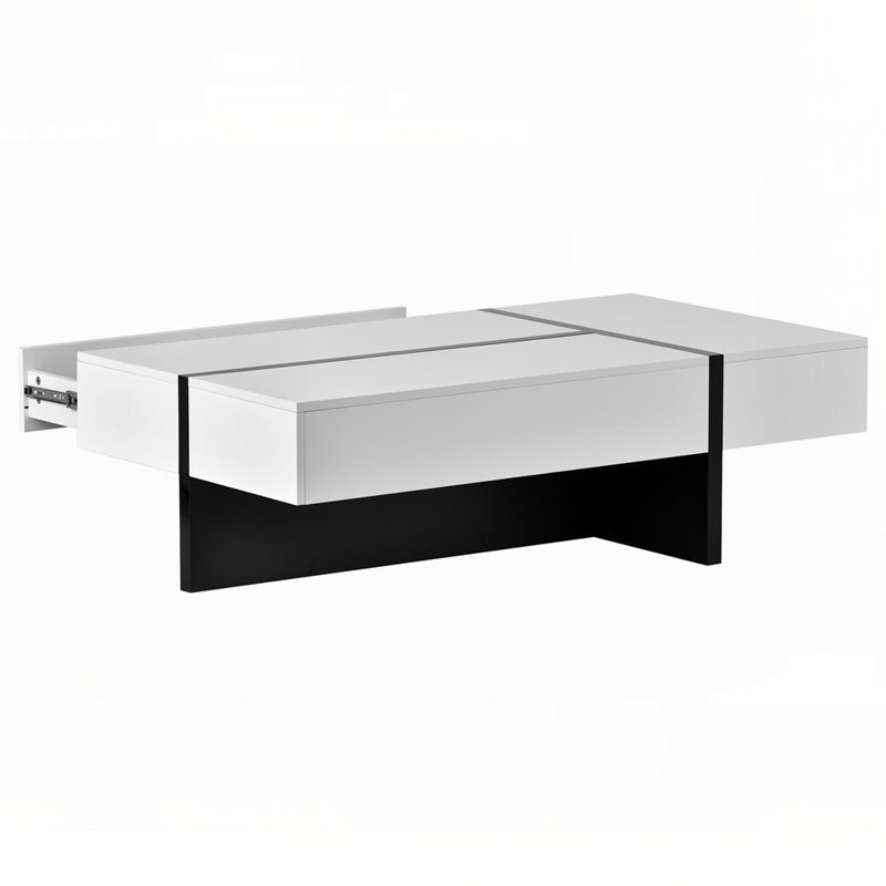 Mobilier de salon rectangulaire, Blanc/Noir