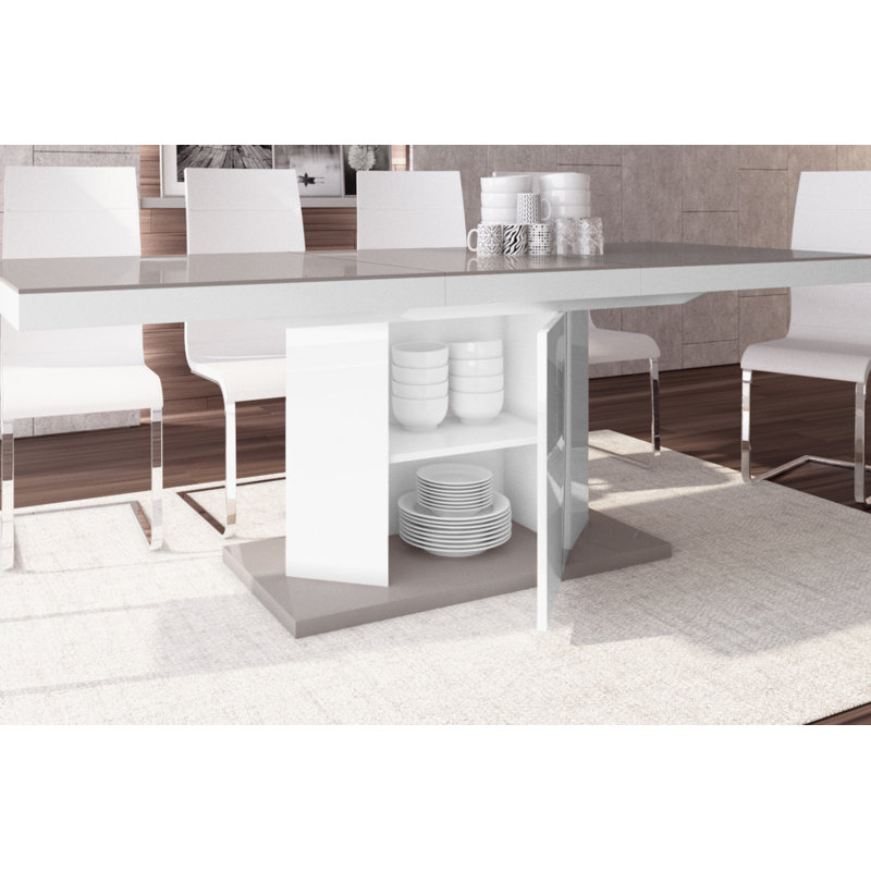 Chimaobim Extendable Dining Table, Cappuccino Gloss/White Gloss