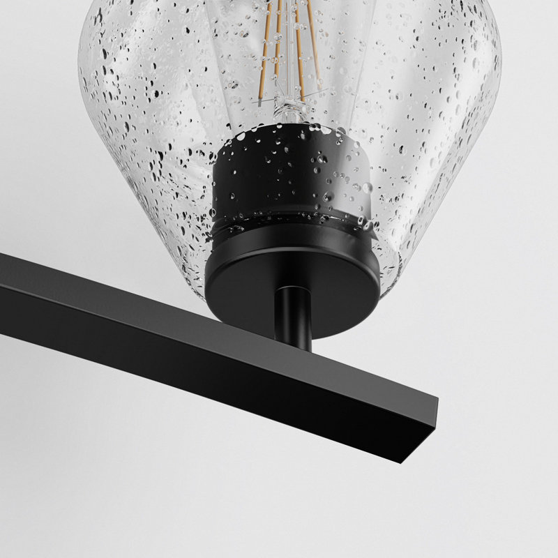 25 In. 3-Light Black Vanity Light With Cone Clear Glass Shades For Bathroom, Mirror, Living Room
