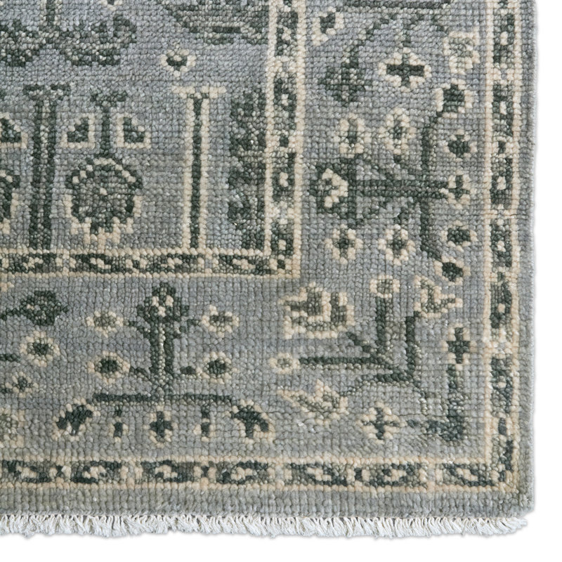 Jaipur Living Ginerva SLN15 Handknotted Vintage Look Gray and Cream Area Rug (12'x15'), Rectangle 8'6" x 11'6"