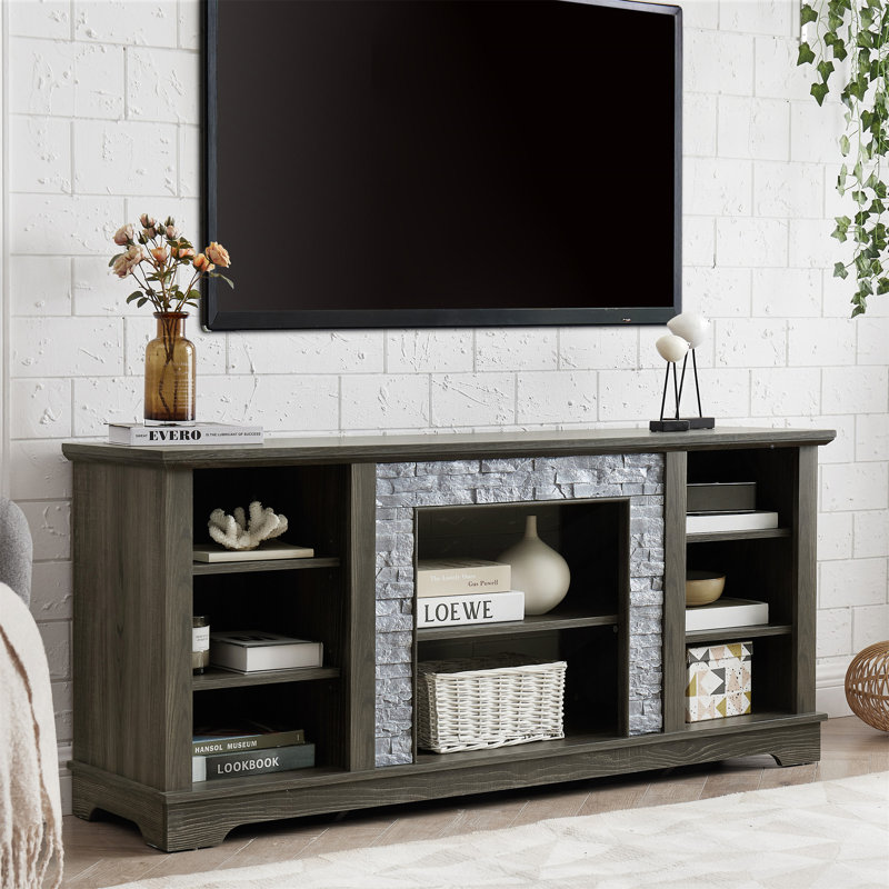 Meuble télé 65 po, Gris, H 26 po x l 58 po x P 15 po, Non