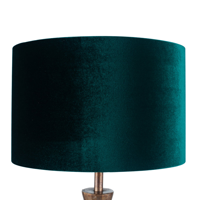 Aimon Velvet Drum Lamp Shade ( Screw On ), 29cm H x 45cm W x 45cm D, Forest Green