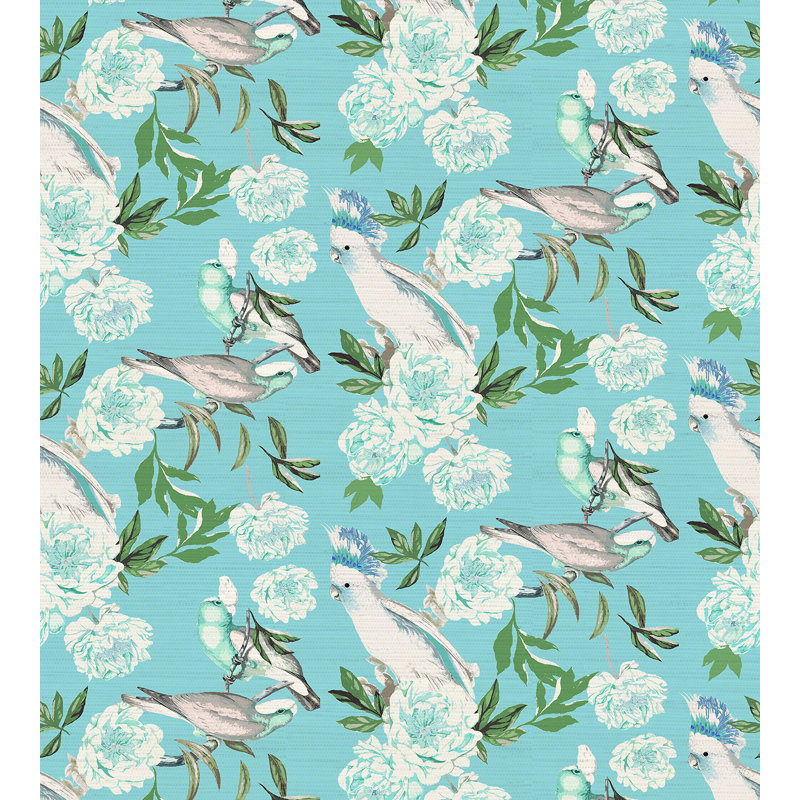 Rouleau de papier peint texturé L 24 pi x l 34 po Regency Moderne Peony Inspira, Azur