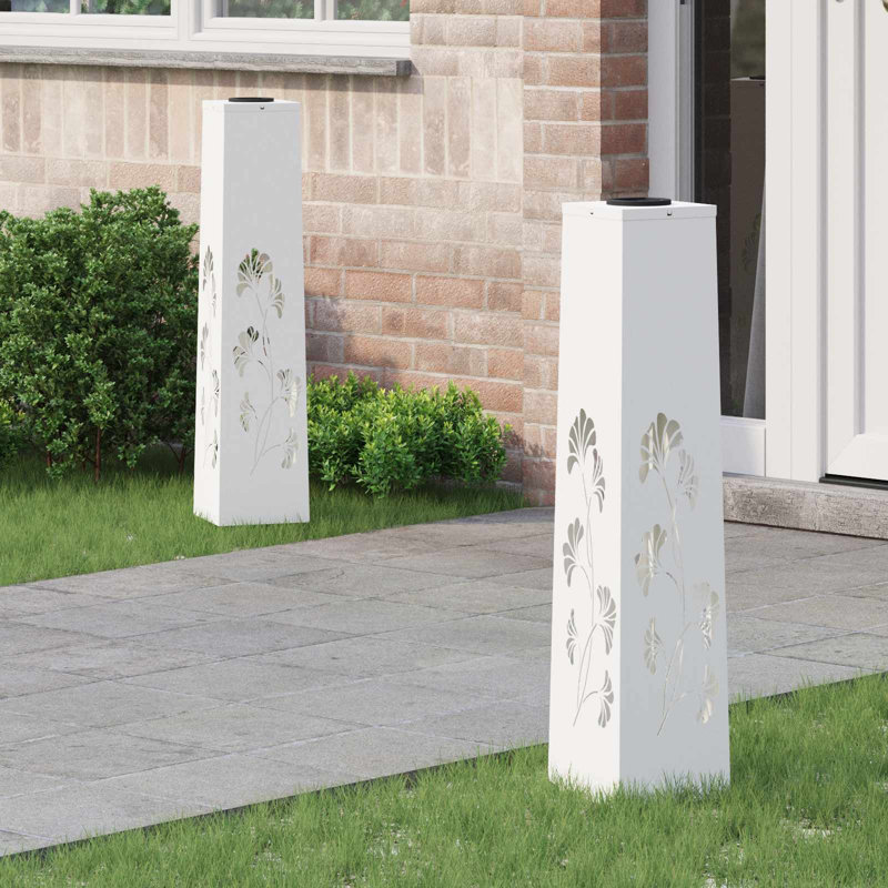 Solar Powered Steel Pathway Light, White, 80cm H x 18cm W x 18cm D